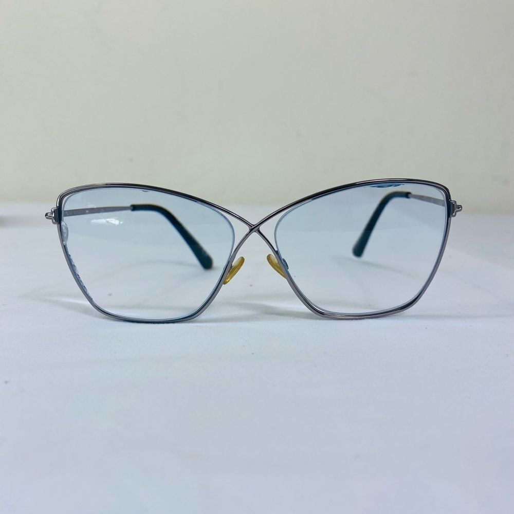 Tom Ford Silver Cat-Eye Glasses gun metal TF5518 prescription w/ case and box